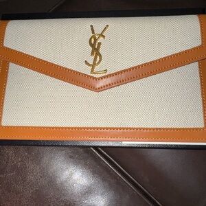 Saint Laurent Orange and White Clutch